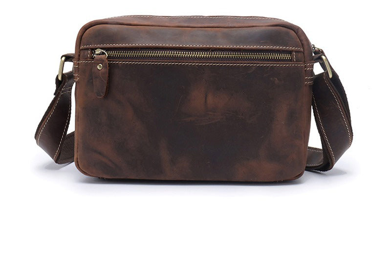 Brown Leather Small Side Bag Mens Brown iPad Courier Bag Casual Messenger Bag For Men