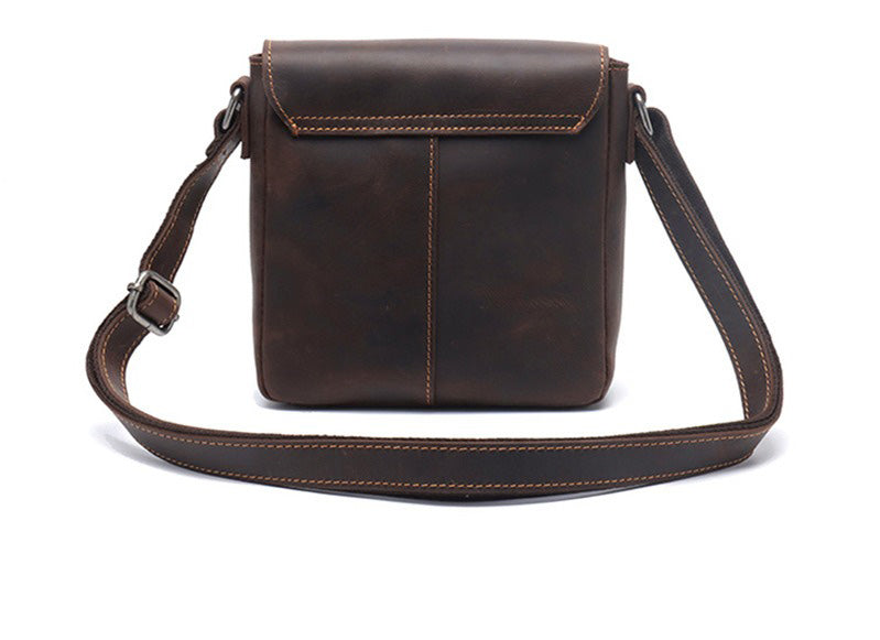 Brown Leather Small Side Bag Mens Square iPad Courier Bag Casual Messenger Bag For Men