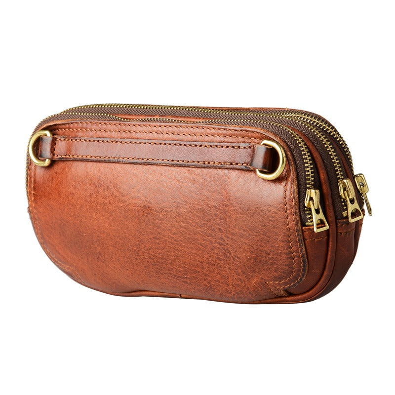 Brown Mens Clutch Wallet Leather Zipper Clutch Wristlet Purse Bag Clutch Bags For Men