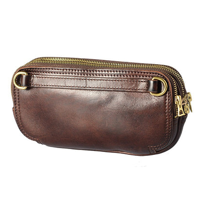 Brown Mens Clutch Wallet Leather Zipper Clutch Wristlet Purse Bag Clutch Bags For Men