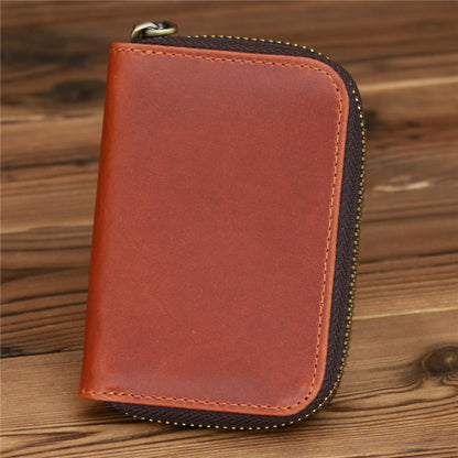 Coffee Mens Zip Card Holder Wallet Around Zip Minimalist Card Wallet For Men