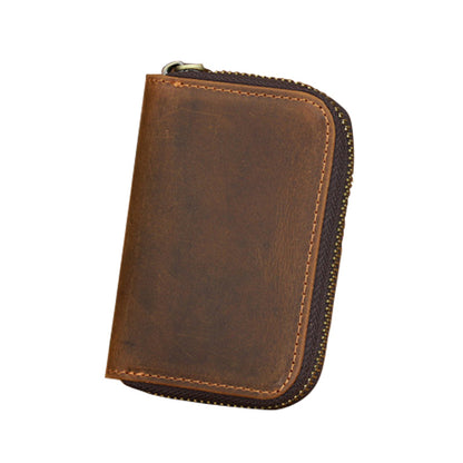 Coffee Mens Zip Card Holder Wallet Around Zip Minimalist Card Wallet For Men