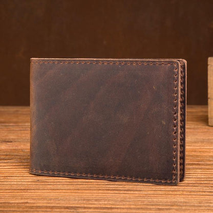 Brown Cool Leather Mens Card Holder Front Pocket Wallet Black License Wallet for Men