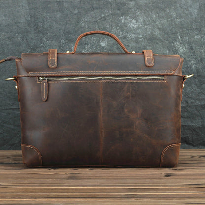 Brown Leather Men's Professional Briefcase 14¡®¡¯ Laptop Handbag Business Bag For Men