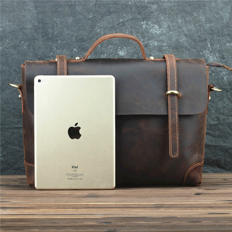 Brown Leather Men's Professional Briefcase 14¡®¡¯ Laptop Handbag Business Bag For Men