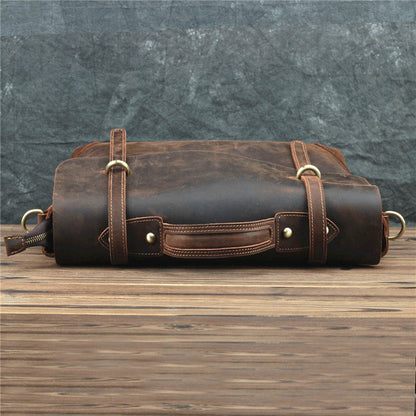 Brown Leather Men's Professional Briefcase 14¡®¡¯ Laptop Handbag Business Bag For Men