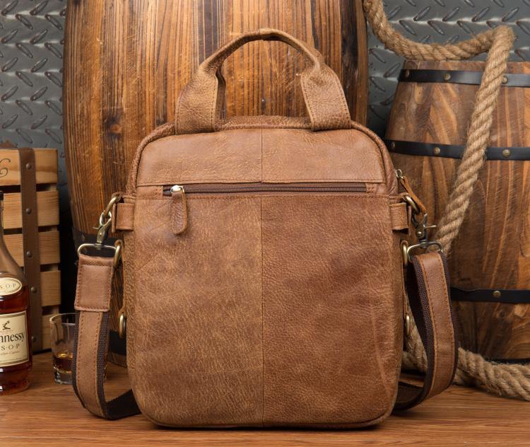 Cool Brown Leather 12 inches Vertical Courier Bags Messenger Bags Camel Postman Bags for Men