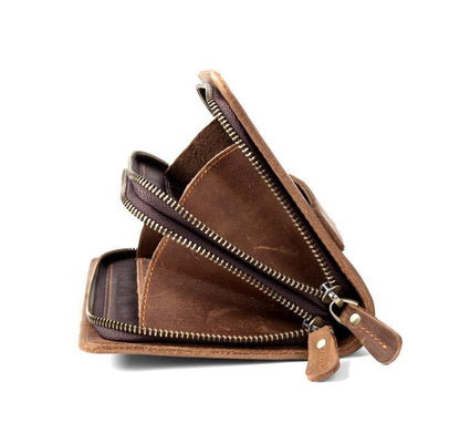 Brown Cool Mens long Wallet Wristlet Wallet Clutch Wallet Bifold Long Wallet for Men