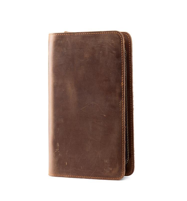 Brown Cool Mens long Wallet Wristlet Wallet Clutch Wallet Bifold Long Wallet for Men