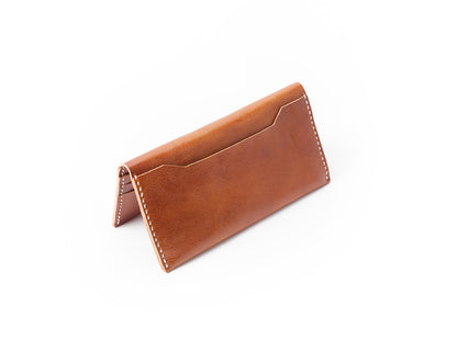 Brown Handmade Leather Mens Long Wallet Bifold Long Wallet Cellphone Wallet For Men