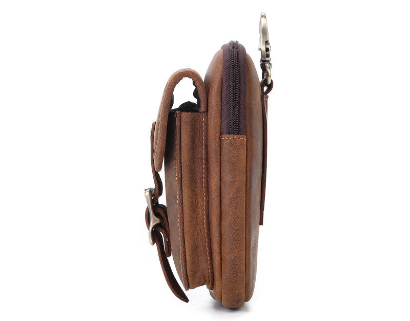 Brown Leather Cell Phone Holster Waist Pouches Belt Pouch Belt Bag For Men