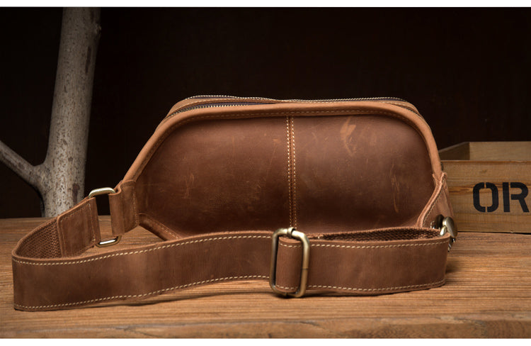 Vintage Brown Mens Leather Fanny Pack Waist Bag Leather Hip Pack Belt Bags Bumbag for Men