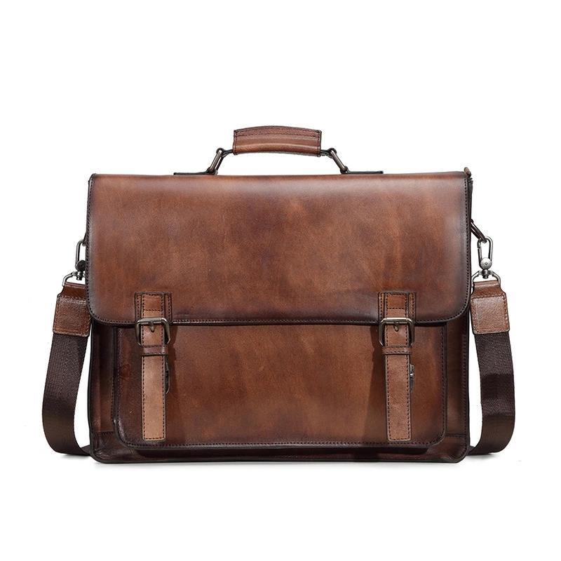 Brown Leather Men's Professional Briefcase 14¡®¡¯ Laptop Handbag Black Business Bag Messenger Bag For Men