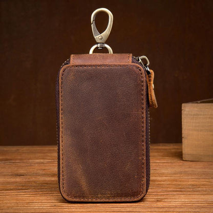 Brown Leather Mens Small Car Key Wallet Key Holders Car Key Holder For Men