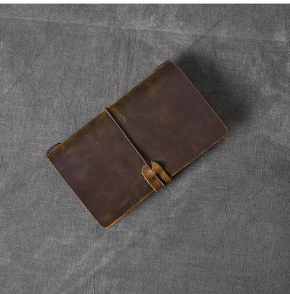 Brown Leather Mens Bifold Canvas Travel Clutch Bag Long Wallet For Men