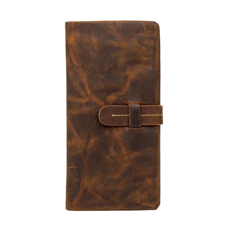 Brown Vintage Mens long Wallet Bifold Long Wallet Clutch Wallet Long Wallets for Men