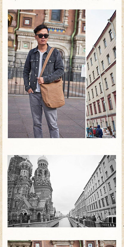 Canvas Cool Mens Coffee Messenger Tote Bag Canvas Handbag Messenger Bag Canvas Tote for Men