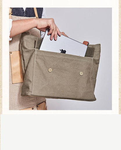 Leather Canvas Mens Womens Green Tote Bag Canvas Handbag Messenger Bag Canvas Tote for Men Women