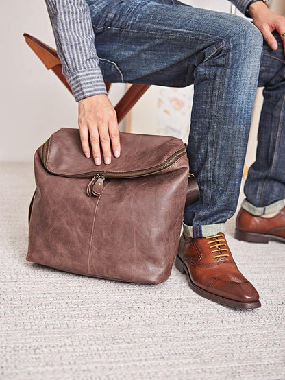 Cool Leather Mens Messenger Bag Square Brown Leather Courier Bags Postman Bags for Men