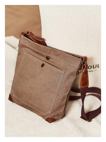 Cool Canvas Mens Womens Green Side Bag 12 inches Canvas Messenger Bags Courier Bag for Men Women