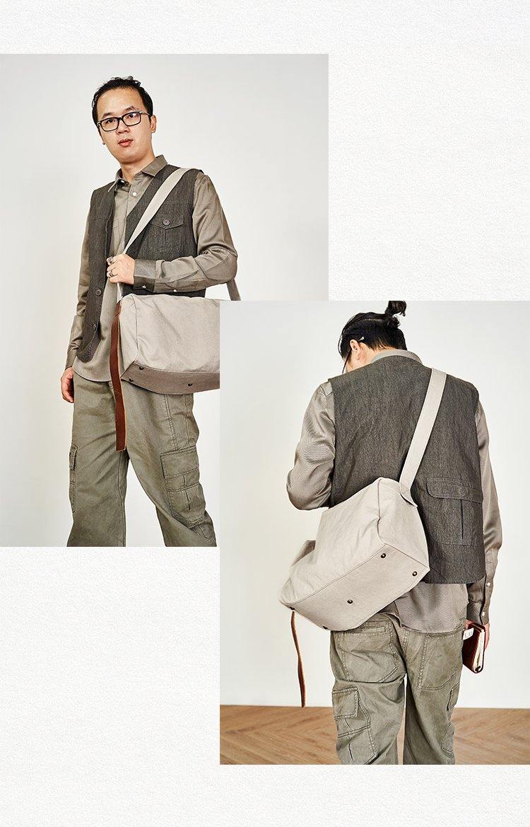 Canvas Cool Mens Side Bag Canvas Messenger Bags Canvas Travel Courier Bag for Men Women