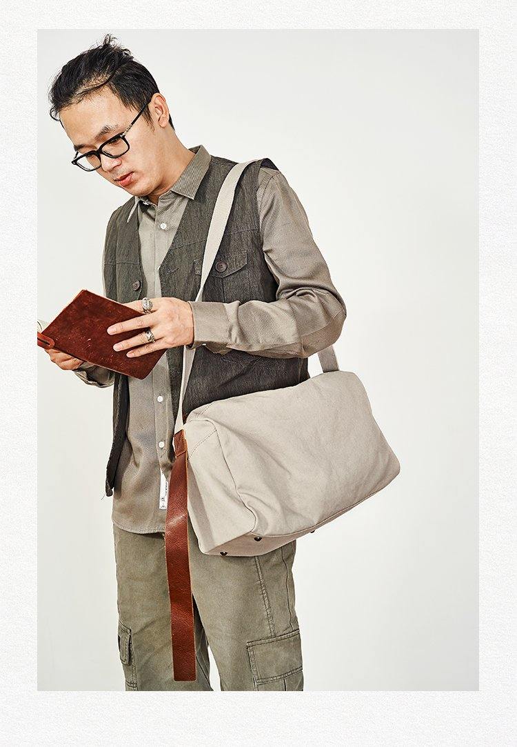 Canvas Cool Mens Side Bag Canvas Messenger Bags Canvas Travel Courier Bag for Men Women