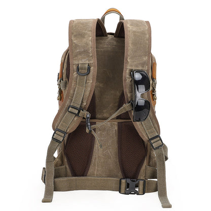 Brown Canvas Waterproof Mens 15'' Canon Camera Backpack Large Nikon DSLR Camera Bag For Men