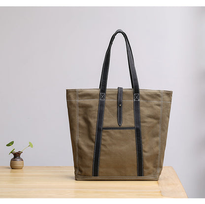 Canvas Leather Mens Womens Gray Tote Bag Handbag Tote Bag Shoulder Bag Tote Purse For Men