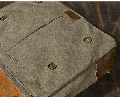 Canvas Leather Mens Womens Green Briefcase Side Bag Brown Messenger Bag Shoulder Bag For Men