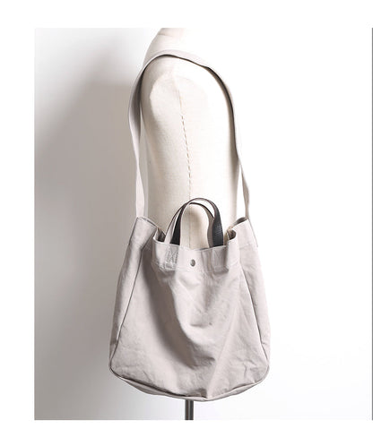 Canvas Leather Mens Womens Handbag Tote Bag White Shoulder Bag Tote Purse For Men