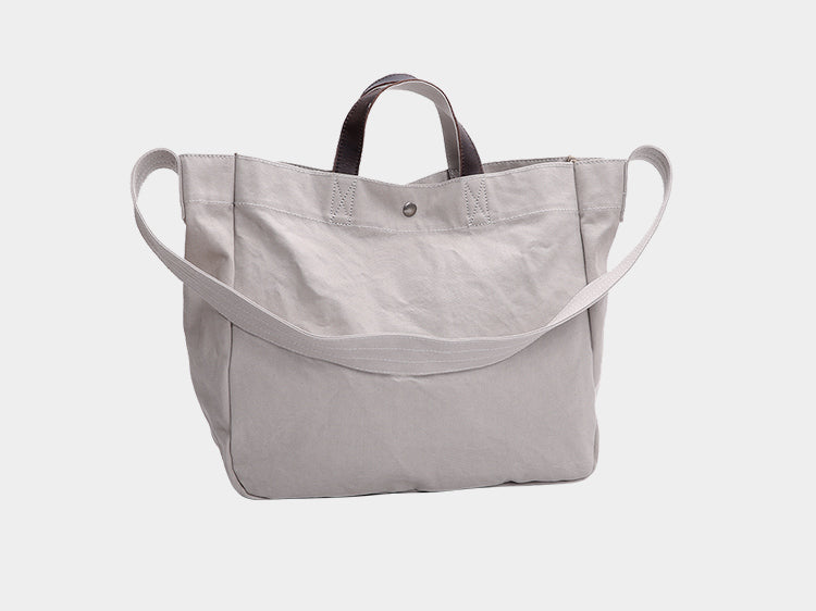 Canvas Leather Mens Womens Handbag Tote Bag White Shoulder Bag Tote Purse For Men