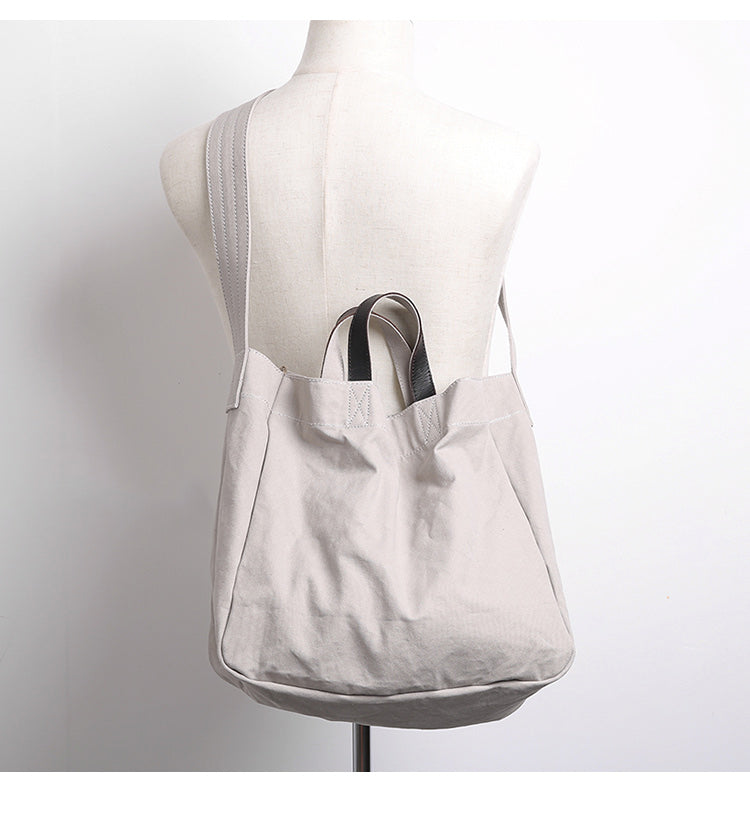 Canvas Leather Mens Womens Handbag Tote Bag White Shoulder Bag Tote Purse For Men