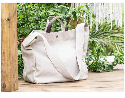 Canvas Leather Mens Womens Handbag Tote Bag White Shoulder Bag Tote Purse For Men