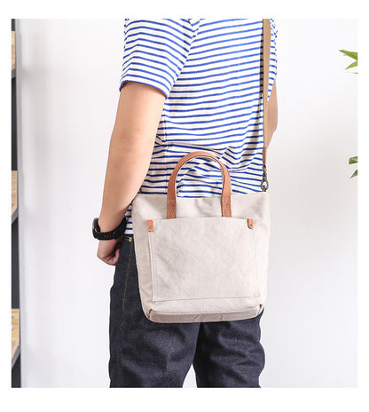 Canvas Mens Womens Large White Handbag Small Tote Bag Khaki Shoulder Tote Purse For Men