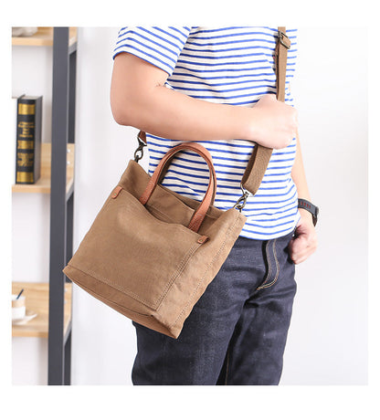 Canvas Leather Mens Womens Large White Handbag Tote Bag Khaki Shoulder Tote Purse For Men