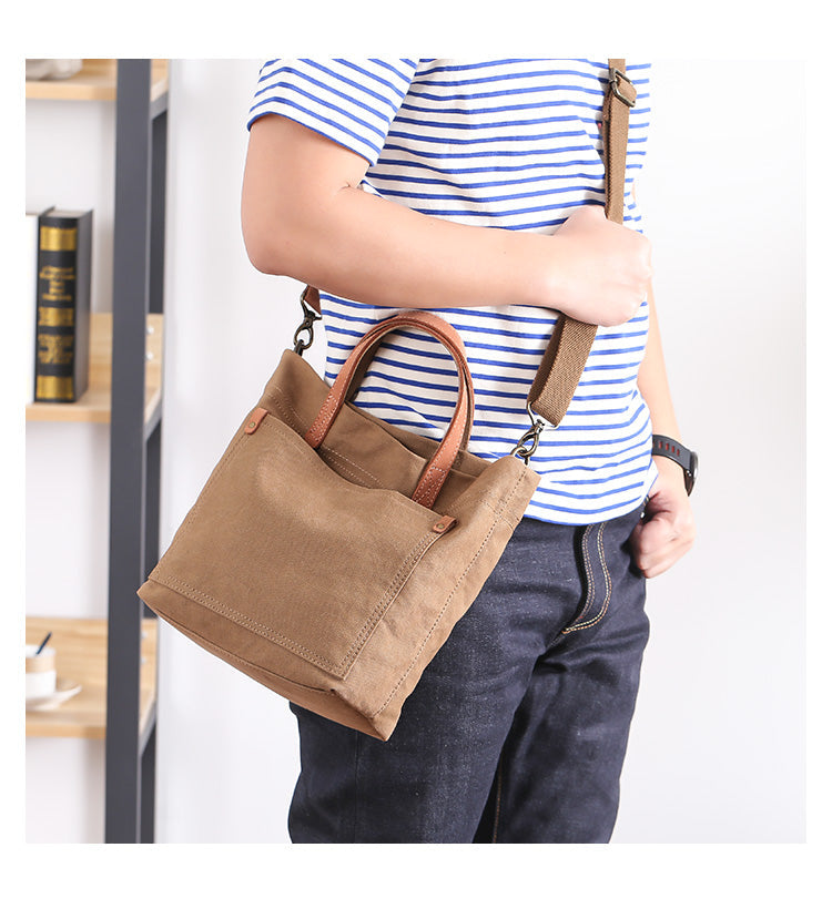 Canvas Mens Womens Large White Handbag Small Tote Bag Khaki Shoulder Tote Purse For Men