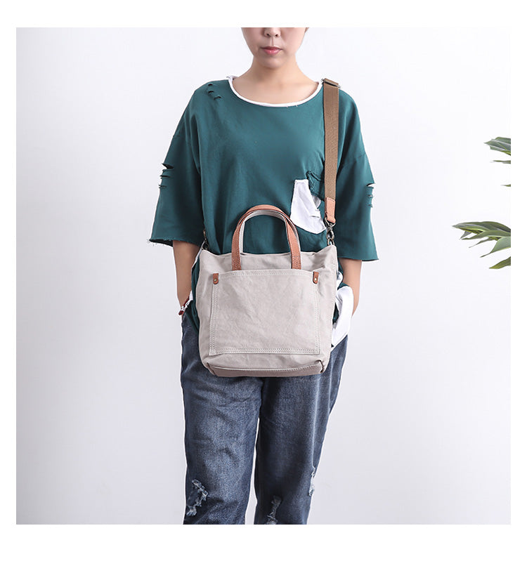 Canvas Mens Womens Large White Handbag Small Tote Bag Khaki Shoulder Tote Purse For Men