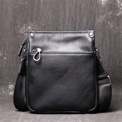 Black Vertical Messenger Bag Leather Ipad Vertical Side Bags Courier Bag For Men