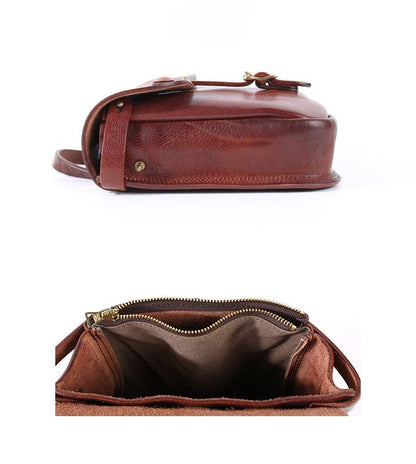 Casual Black Leather Mens Cool Square Side Bag Messenger Bag Vertical Brown Small Postman Courier Bag for Men