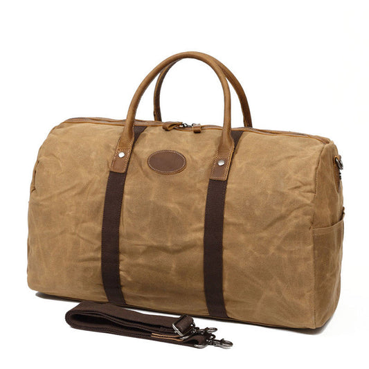 Casual Khaki Waxed Canvas Mens Weekender Bag Travel Canvas Duffle Bag for Men