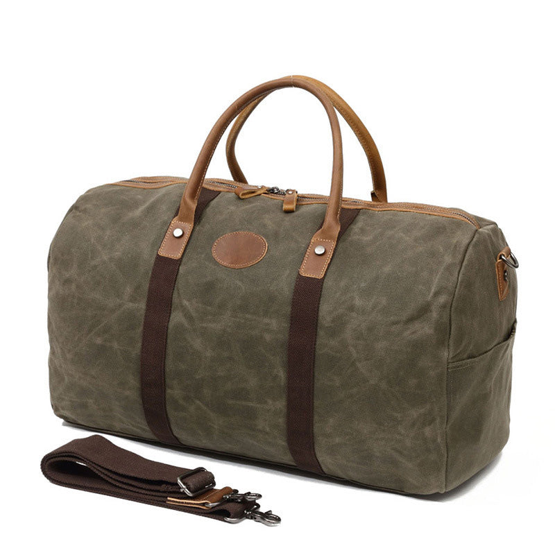 Casual Khaki Waxed Canvas Mens Weekender Bag Travel Canvas Duffle Bag for Men