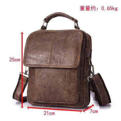 Leather Mens Vertical Side Bag Small Courier Bag Brown Vertical Handbag Messenger Bag For Men