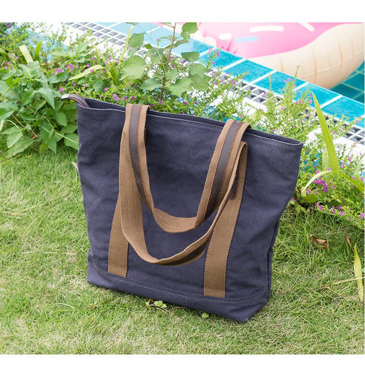 Casual Canvas Mens Womens Large 14¡®¡¯ Khaki Handbag Tote Bag Brown Shoulder Bag Tote Purse For Men