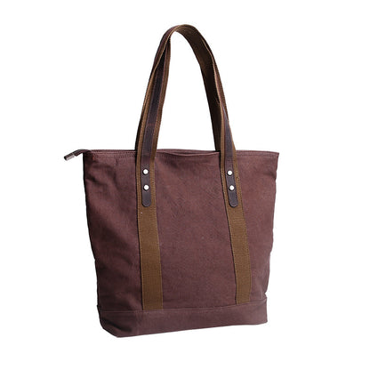 Casual Canvas Mens Womens Large 14¡®¡¯ Khaki Handbag Tote Bag Brown Shoulder Bag Tote Purse For Men