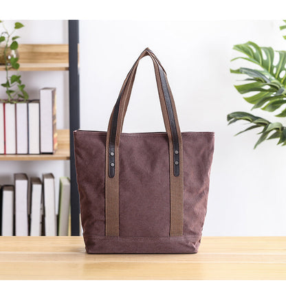 Casual Canvas Mens Womens Large 14¡®¡¯ Khaki Handbag Tote Bag Brown Shoulder Bag Tote Purse For Men