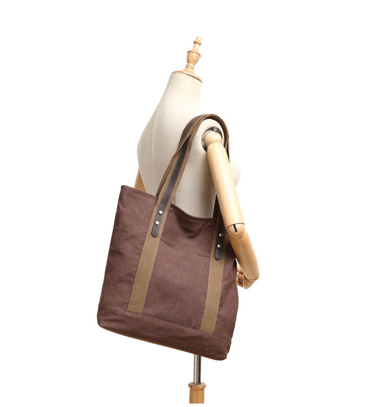 Casual Canvas Leather Womens Mens Large White Tote Bag Shoulder Bag Khaki Tote Purse For Women