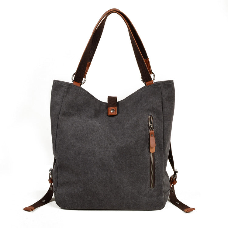 Casual Canvas Leather Womens Mens Gray Tote Bag Shoulder Bag Khaki Tote Purse For Women