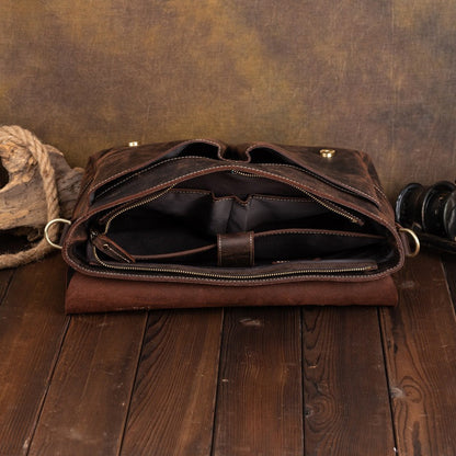 Classic Leather Mens Briefcase Handbag 13¡®¡¯ Laptop Bag Messenger BAG Vintage Courier Bag FOR MEN