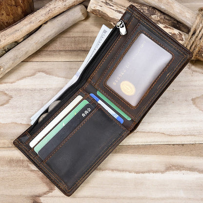 Coffee Bifold Leather Mens Wallet Best Slim Wallet Billfold Wallet Driver's License Wallet for Men