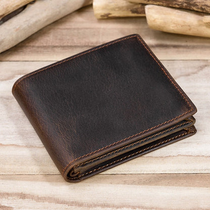 Coffee Bifold Leather Mens Wallet Best Slim Wallet Billfold Wallet Driver's License Wallet for Men